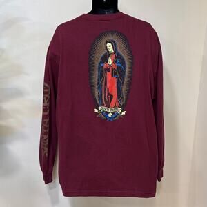 Santa Cruz Skateboards Virgin Maria Long Sleeve Shirt Burgundy L/XL Printed